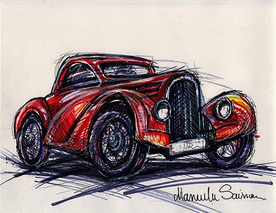 Classic Vintage Car Drawing Picture