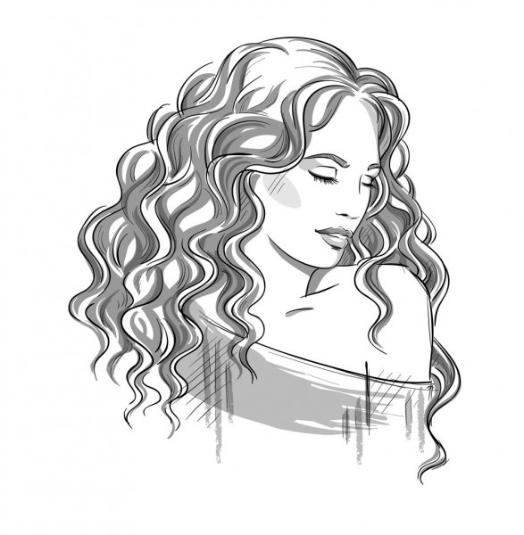 Curly Hair Drawing Images
