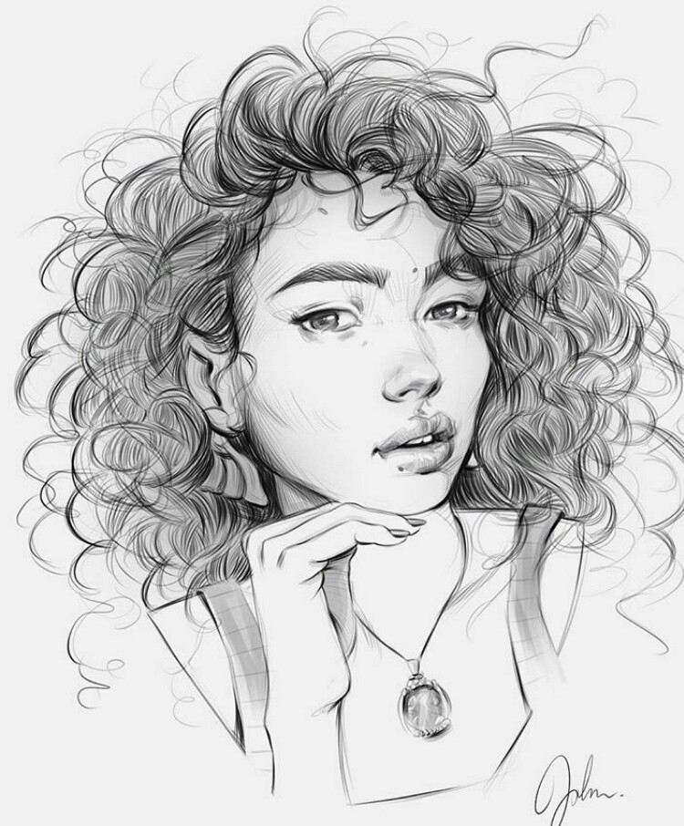 Curly Hair Drawing Photos - Drawing Skill