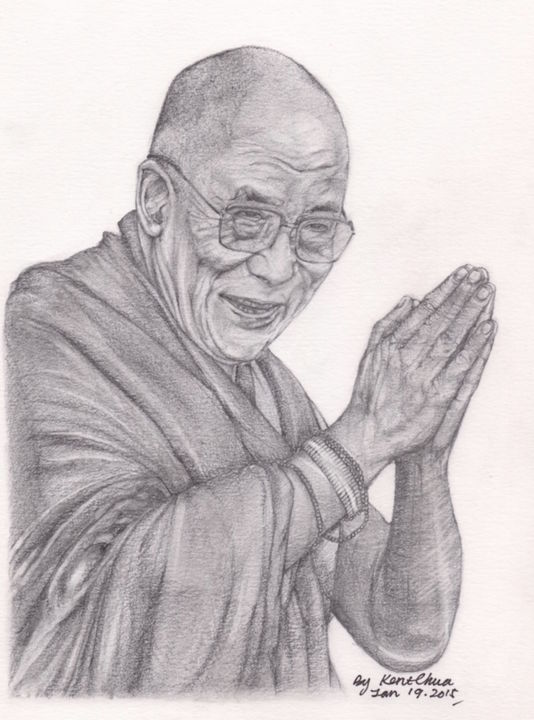 Dalai Lama Drawing Realistic