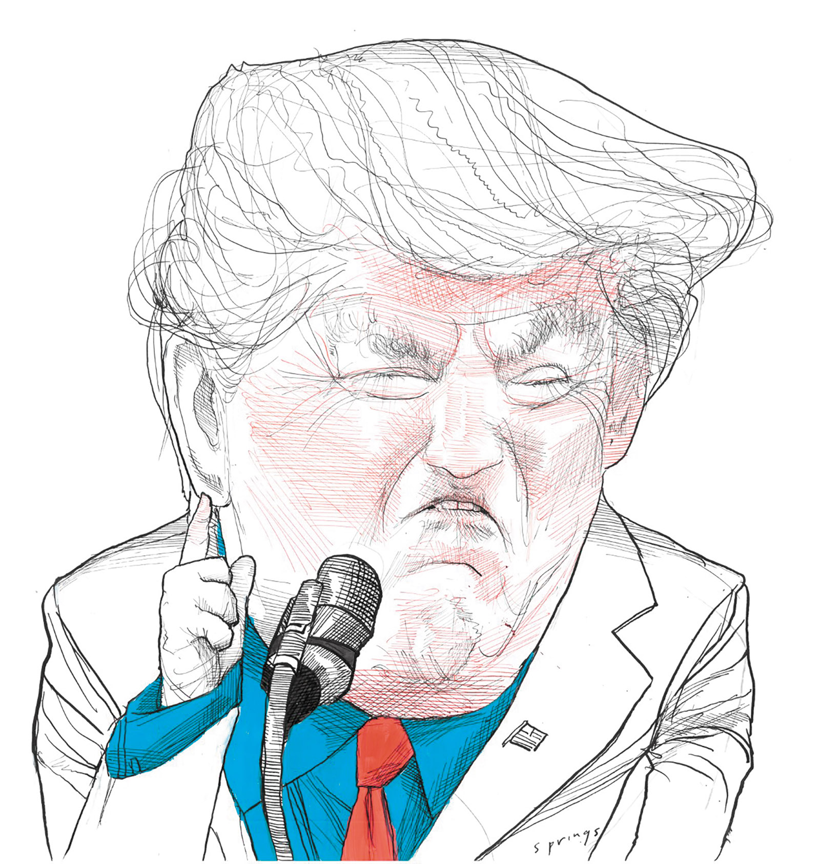 Donald Trump; drawing by John Springs