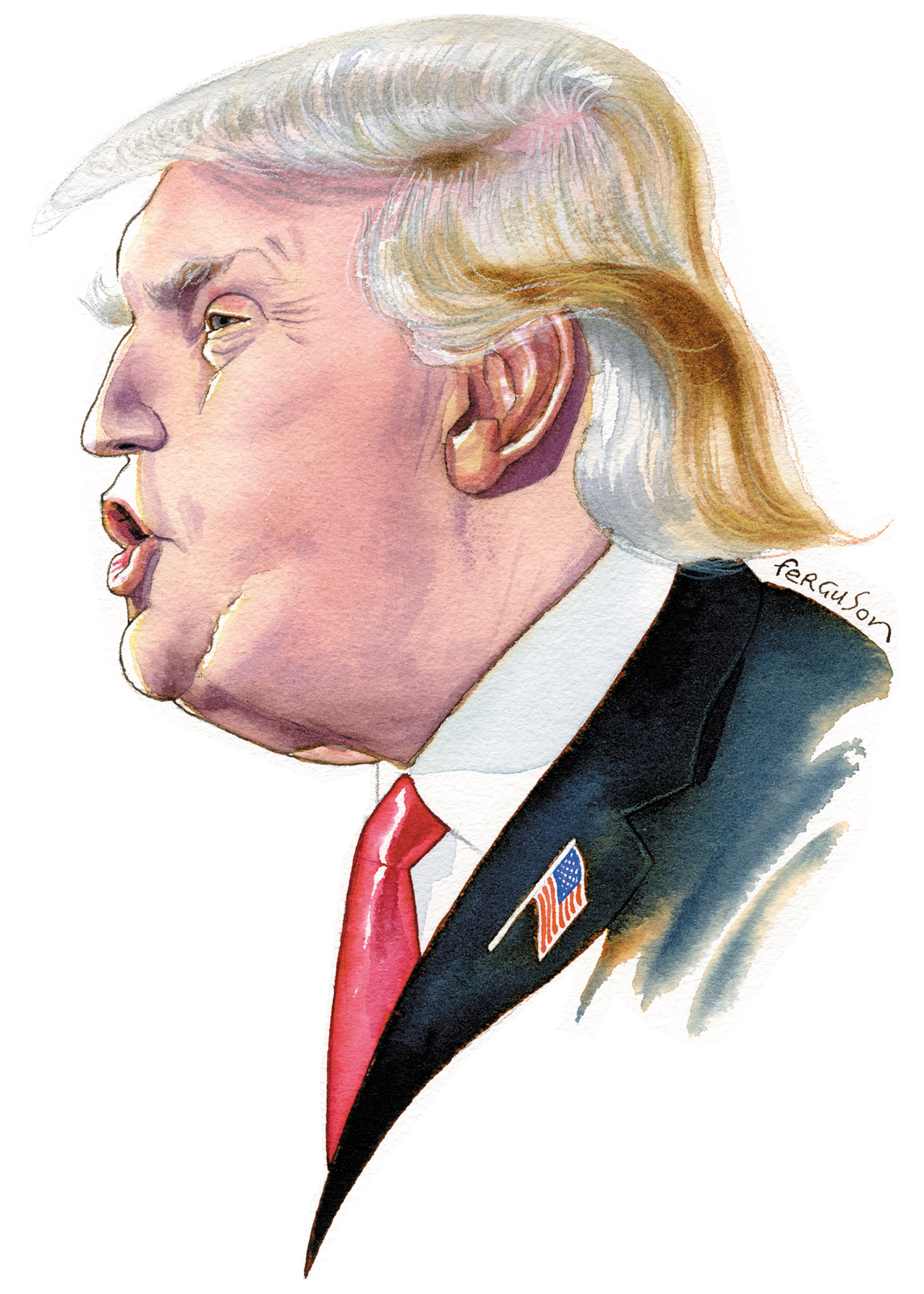 Donald Trump; drawing by James Ferguson