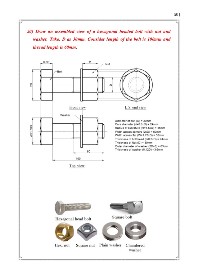 Engineering Bolt Drawing Photo