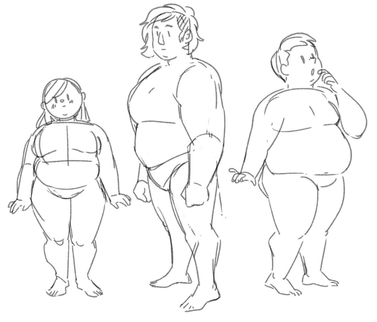 Fat People Drawing Sketch