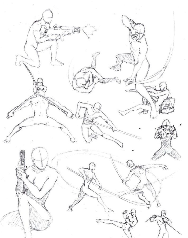 Figure Action Poses Drawing High-Quality