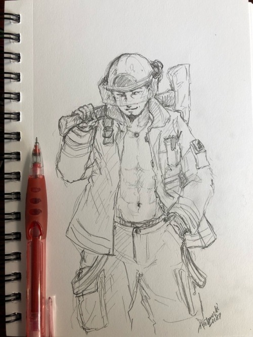 Firefighter Drawing High-Quality