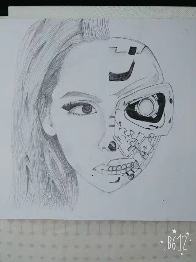 Half Human Half Robot Drawing Amazing