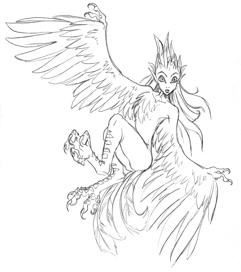 Harpy Drawing Beautiful Image