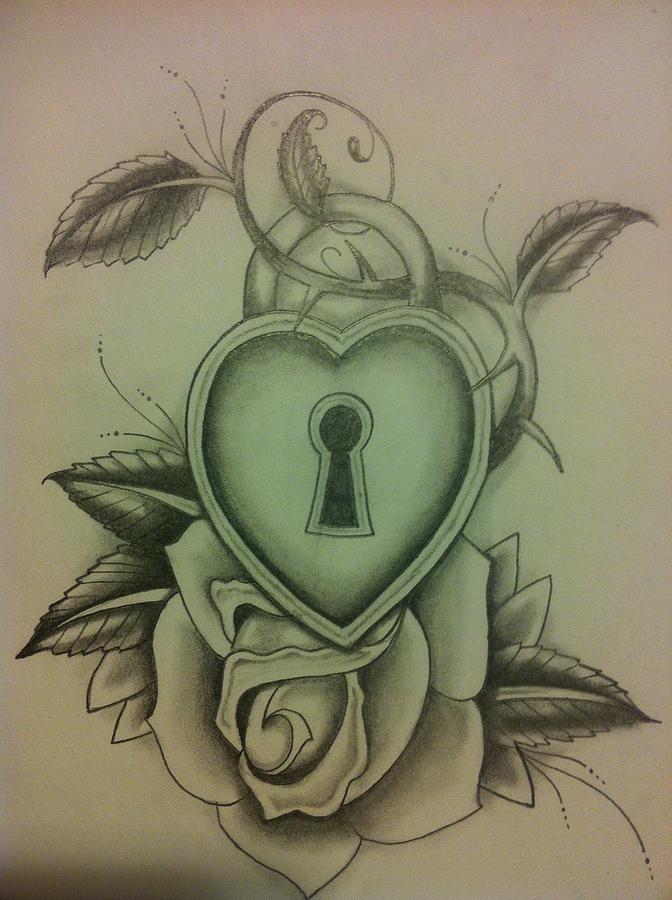 Heart And Rose Drawing Image