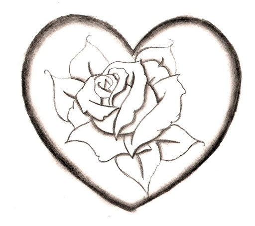 Heart And Rose Drawing Picture