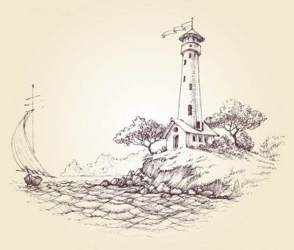 Lighthouse Drawing Beautiful Art
