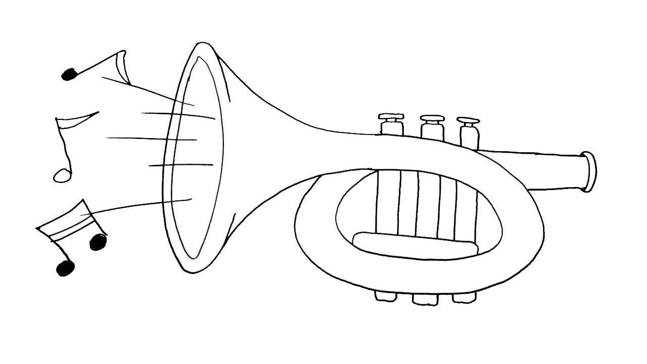 Trumpet Drawing High-Quality