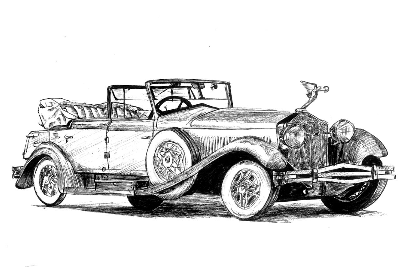 Vintage Car Art Drawing