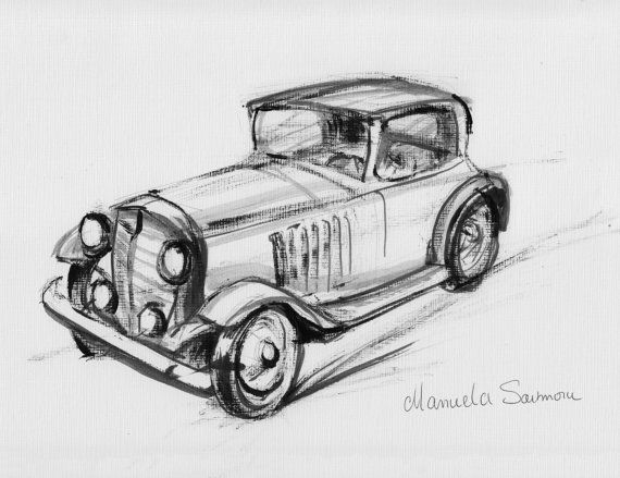 Vintage Car Drawing Best