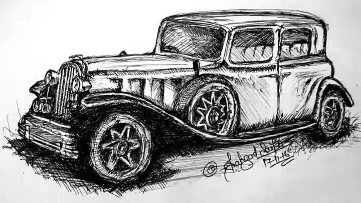 Vintage Car Drawing Creative Art