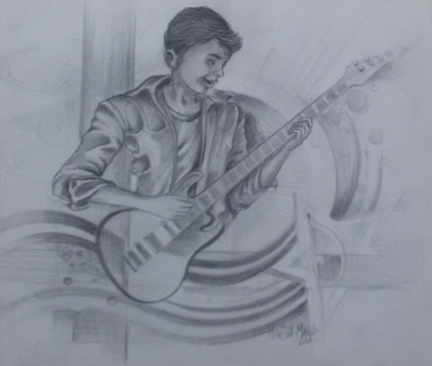 Guitar Boy Drawing