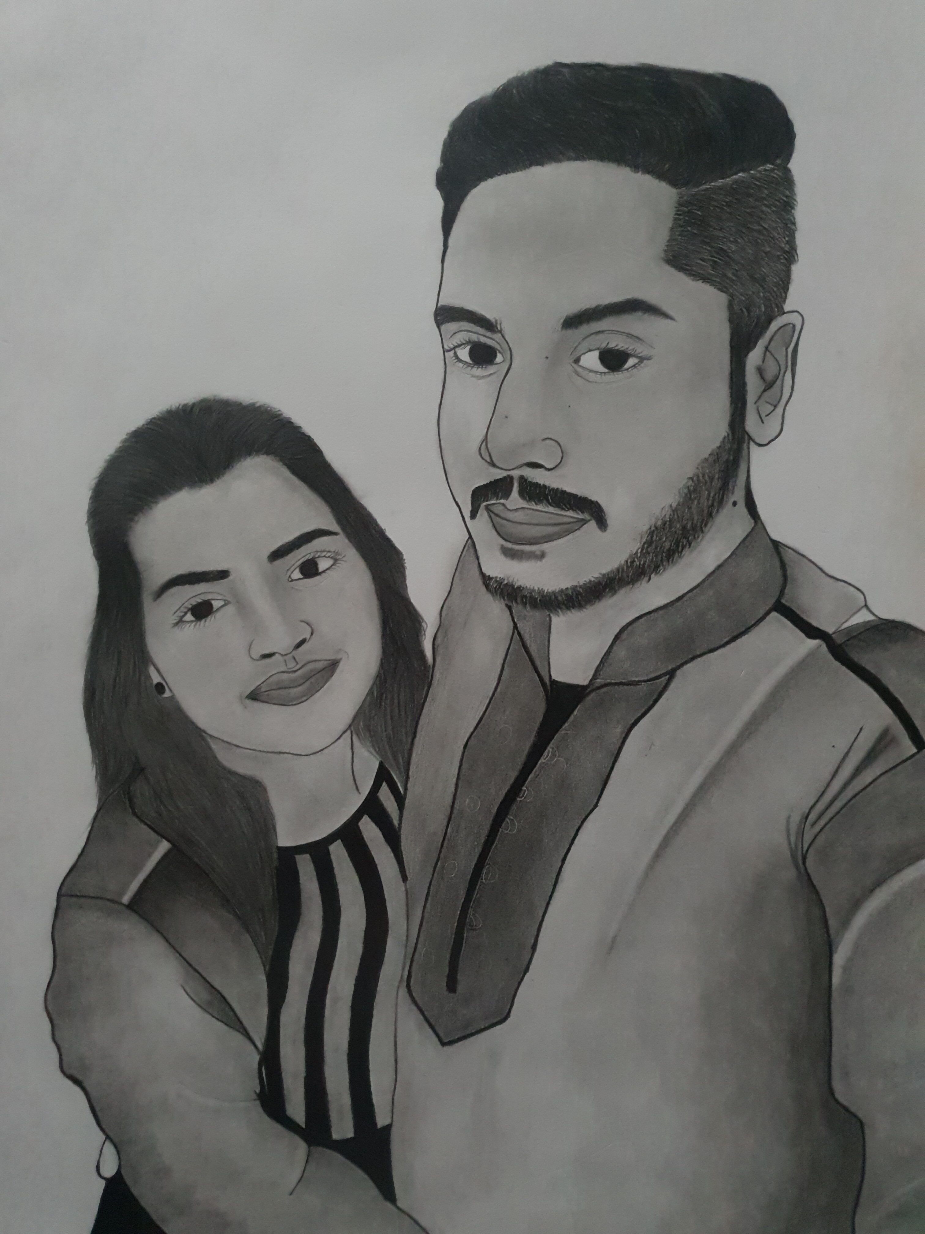 Indian Couple Portrait Drawing