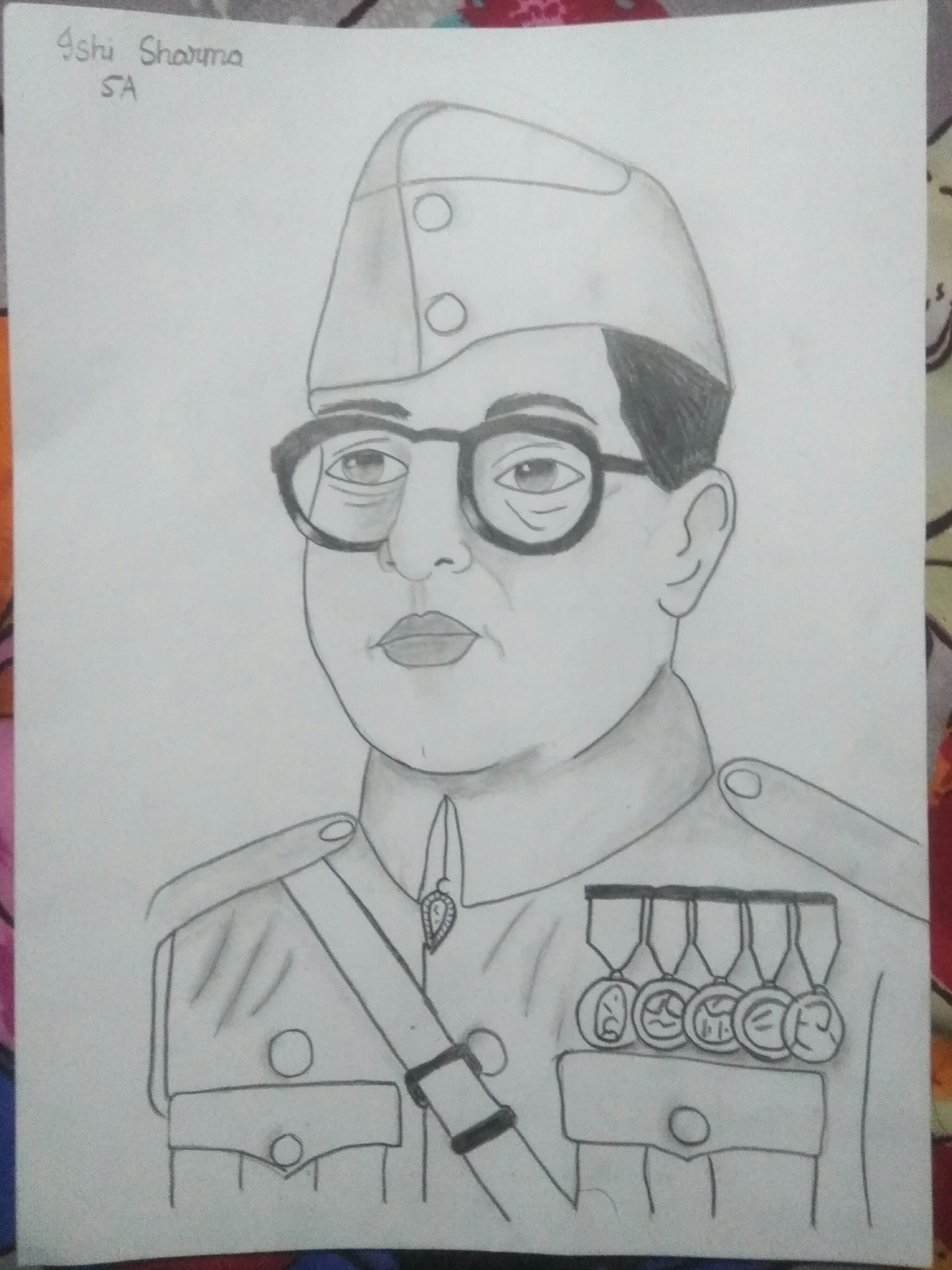 Netaji Subhash Chandra Bose Pencil Sketch Drawing